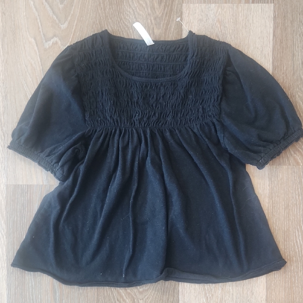 American Eagle Outfitters Black Smocked Top